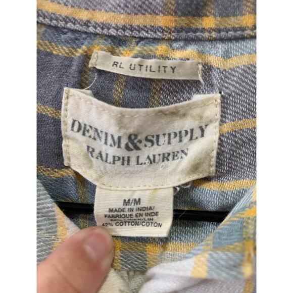 Denim and Supply Ralph Lauren Women's Button Down Plaid Shirt Sz M Linen Blend - Picture 8 of 8